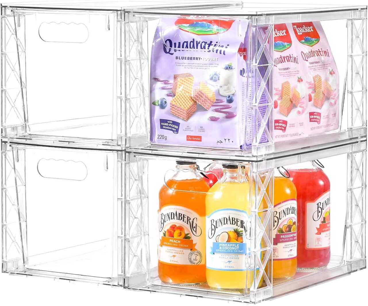 4 Pack Stackable Storage Drawers,Clear Acrylic Drawer Organizers,Easily Assemble Bathroom Closet Undersink Organizers and Storage,Plastic Storage Bins for Kitchen Cabinets,Makeup,Pantry Organization